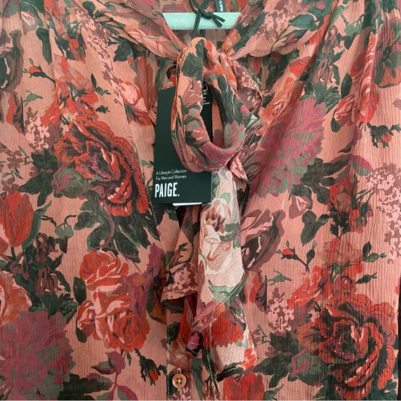 PAIGE Elynne Floral 100% silk tie-neck blouse - Picture 8 of 10